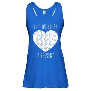 It's Ok To Be Different Autism Awareness Puzzle Heart Ladies Essential Flowy Tank