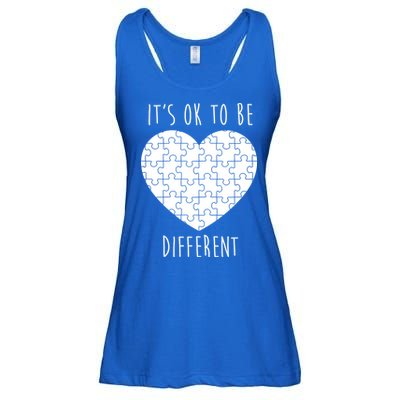 It's Ok To Be Different Autism Awareness Puzzle Heart Ladies Essential Flowy Tank