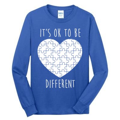 It's Ok To Be Different Autism Awareness Puzzle Heart Tall Long Sleeve T-Shirt