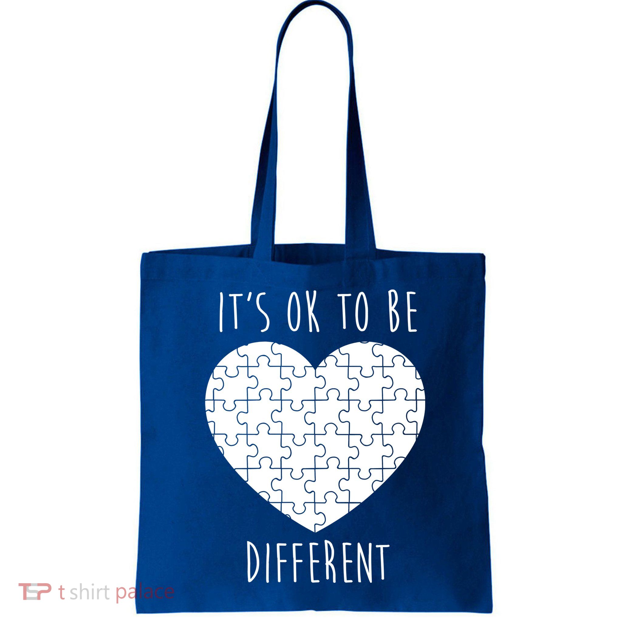 It's Ok To Be Different Autism Awareness Puzzle Heart Bag
