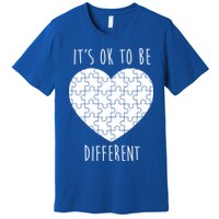 It's Ok To Be Different Autism Awareness Puzzle Heart Premium T-Shirt