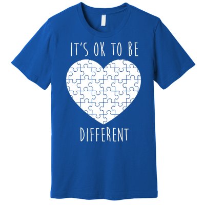 It's Ok To Be Different Autism Awareness Puzzle Heart Premium T-Shirt