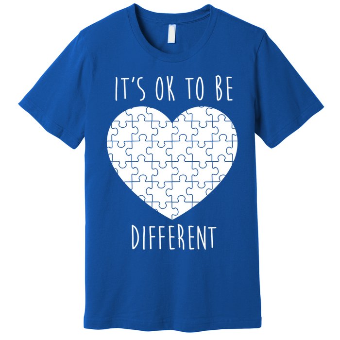 It's Ok To Be Different Autism Awareness Puzzle Heart Premium T-Shirt