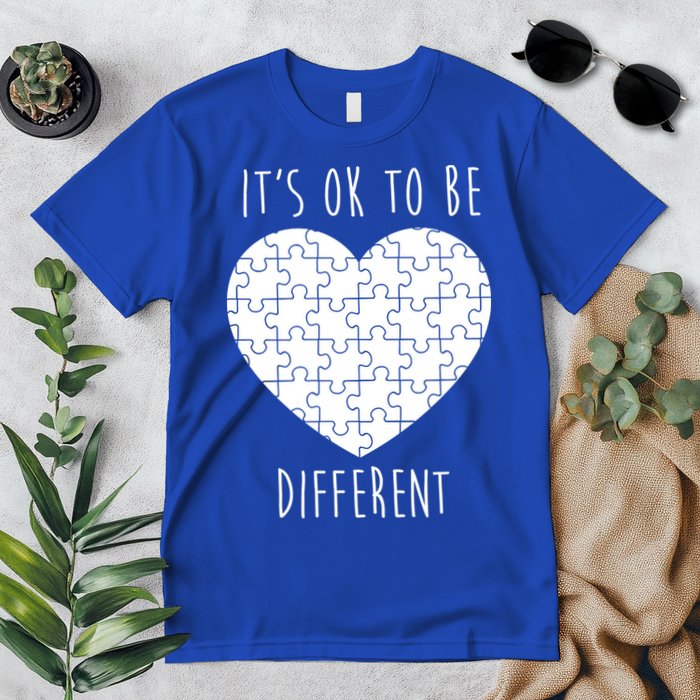 It's Ok To Be Different Autism Awareness Puzzle Heart Premium T-Shirt
