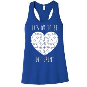 It's Ok To Be Different Autism Awareness Puzzle Heart Women's Racerback Tank