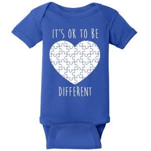 It's Ok To Be Different Autism Awareness Puzzle Heart Baby Bodysuit