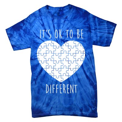 It's Ok To Be Different Autism Awareness Puzzle Heart Tie-Dye T-Shirt
