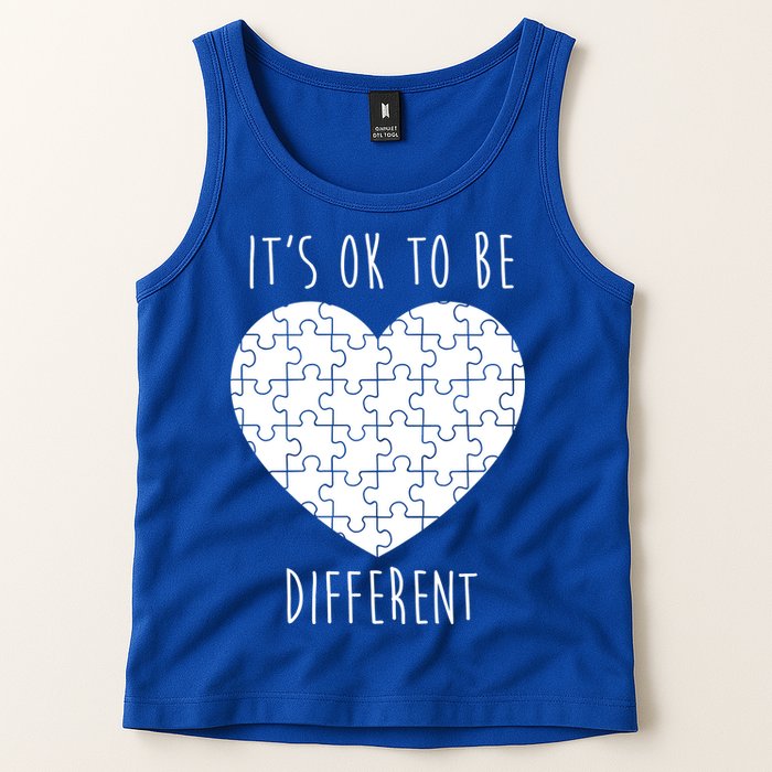 It's Ok To Be Different Autism Awareness Puzzle Heart Tank Top