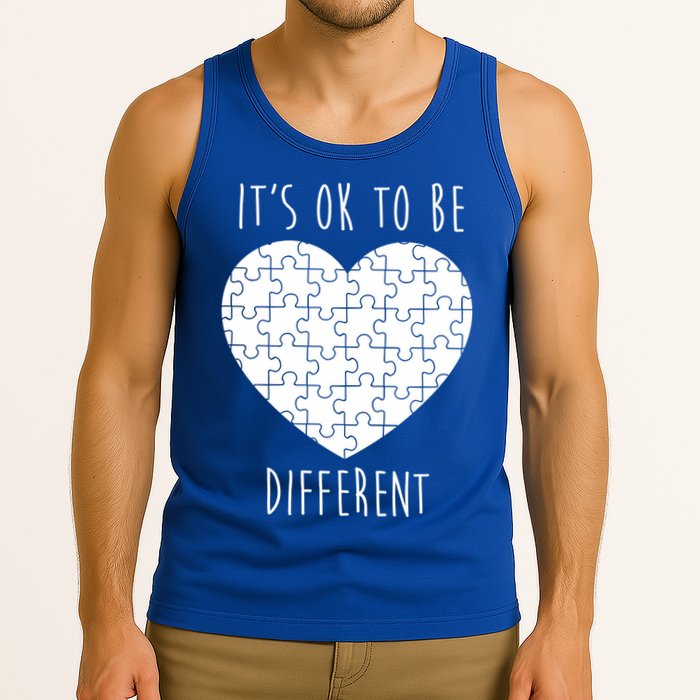 It's Ok To Be Different Autism Awareness Puzzle Heart Tank Top