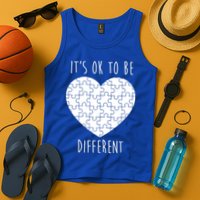 It's Ok To Be Different Autism Awareness Puzzle Heart Tank Top