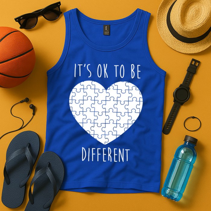 It's Ok To Be Different Autism Awareness Puzzle Heart Tank Top