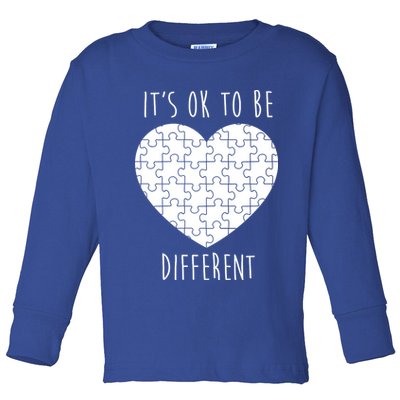 It's Ok To Be Different Autism Awareness Puzzle Heart Toddler Long Sleeve Shirt