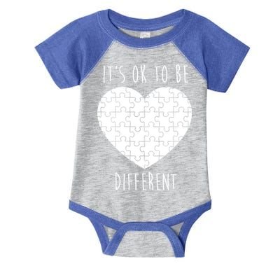 It's Ok To Be Different Autism Awareness Puzzle Heart Infant Baby Jersey Bodysuit