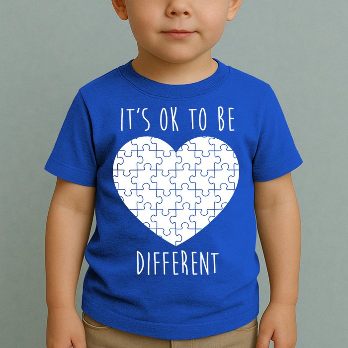 It's Ok To Be Different Autism Awareness Puzzle Heart Toddler T-Shirt