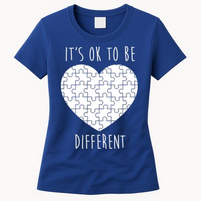 It's Ok To Be Different Autism Awareness Puzzle Heart Womens T-Shirt