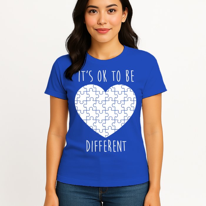It's Ok To Be Different Autism Awareness Puzzle Heart Womens T-Shirt