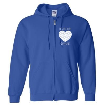 It's Ok To Be Different Autism Awareness Puzzle Heart Full Zip Hoodie