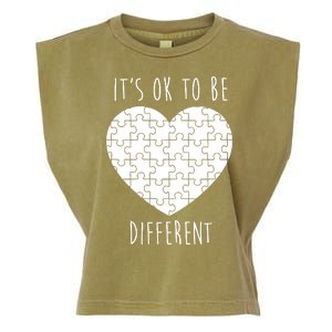 It's Ok To Be Different Autism Awareness Puzzle Heart Garment-Dyed Women's Muscle Tee