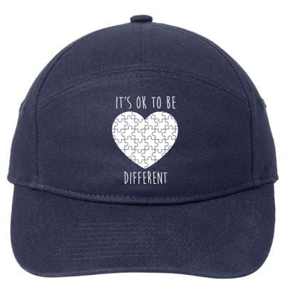 It's Ok To Be Different Autism Awareness Puzzle Heart 7-Panel Snapback Hat