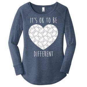 It's Ok To Be Different Autism Awareness Puzzle Heart Women's Perfect Tri Tunic Long Sleeve Shirt