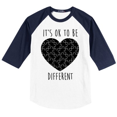 It's Ok To Be Different Autism Awareness Puzzle Heart Baseball Sleeve Shirt