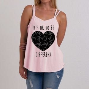 It's Ok To Be Different Autism Awareness Puzzle Heart Women's Strappy Tank