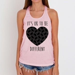 It's Ok To Be Different Autism Awareness Puzzle Heart Women's Knotted Racerback Tank