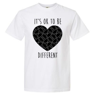 It's Ok To Be Different Autism Awareness Puzzle Heart Garment-Dyed Heavyweight T-Shirt