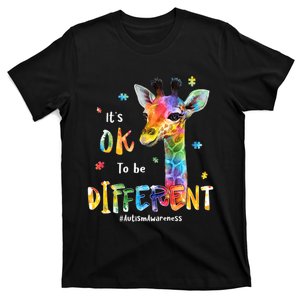 It's Ok To Be Different Giraffe Autism Awareness Month Supporter T-Shirt