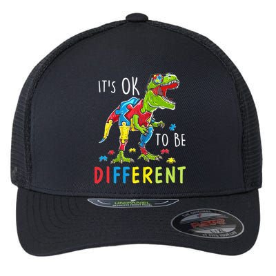 Its Ok to Be Different Autism Dinosaur Flexfit Unipanel Trucker Cap