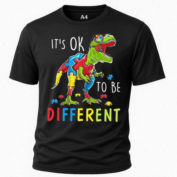 Its Ok to Be Different Autism Dinosaur Cooling Performance Crew T-Shirt