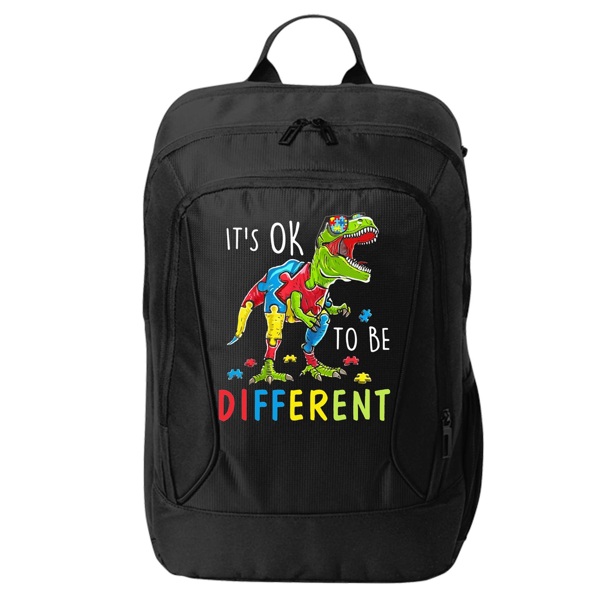 Its Ok to Be Different Autism Dinosaur City Backpack