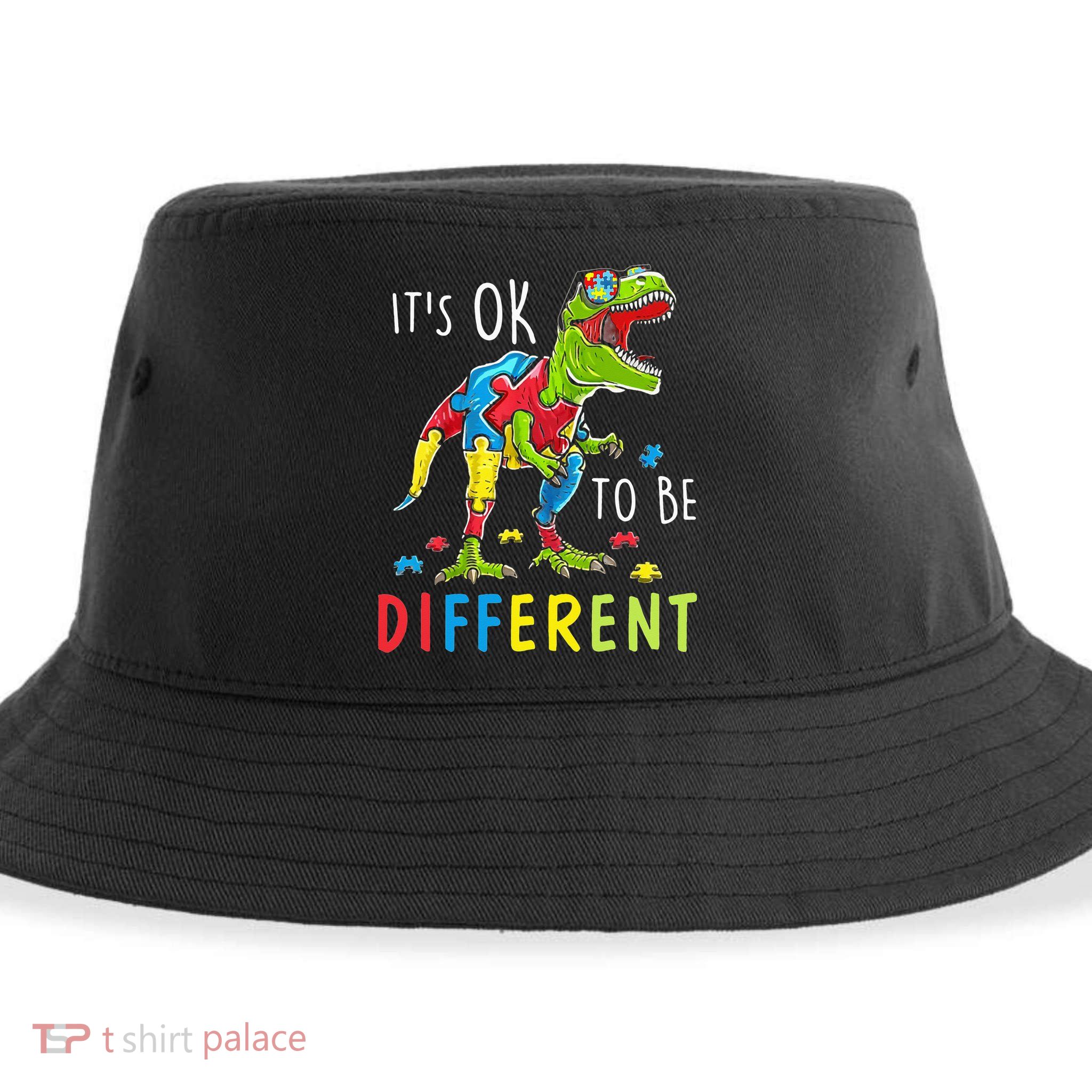 Its Ok to Be Different Autism Dinosaur Sustainable Bucket Hat