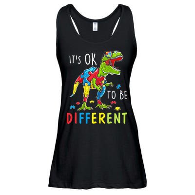 Its Ok to Be Different Autism Dinosaur Ladies Essential Flowy Tank