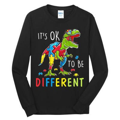 Its Ok to Be Different Autism Dinosaur Tall Long Sleeve T-Shirt