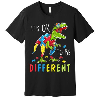 Its Ok to Be Different Autism Dinosaur Premium T-Shirt