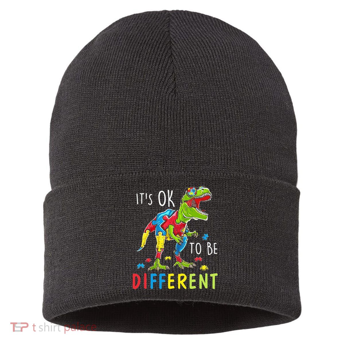 Its Ok to Be Different Autism Dinosaur Sustainable Knit Beanie