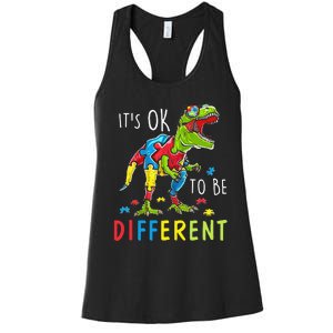 Its Ok to Be Different Autism Dinosaur Women's Racerback Tank