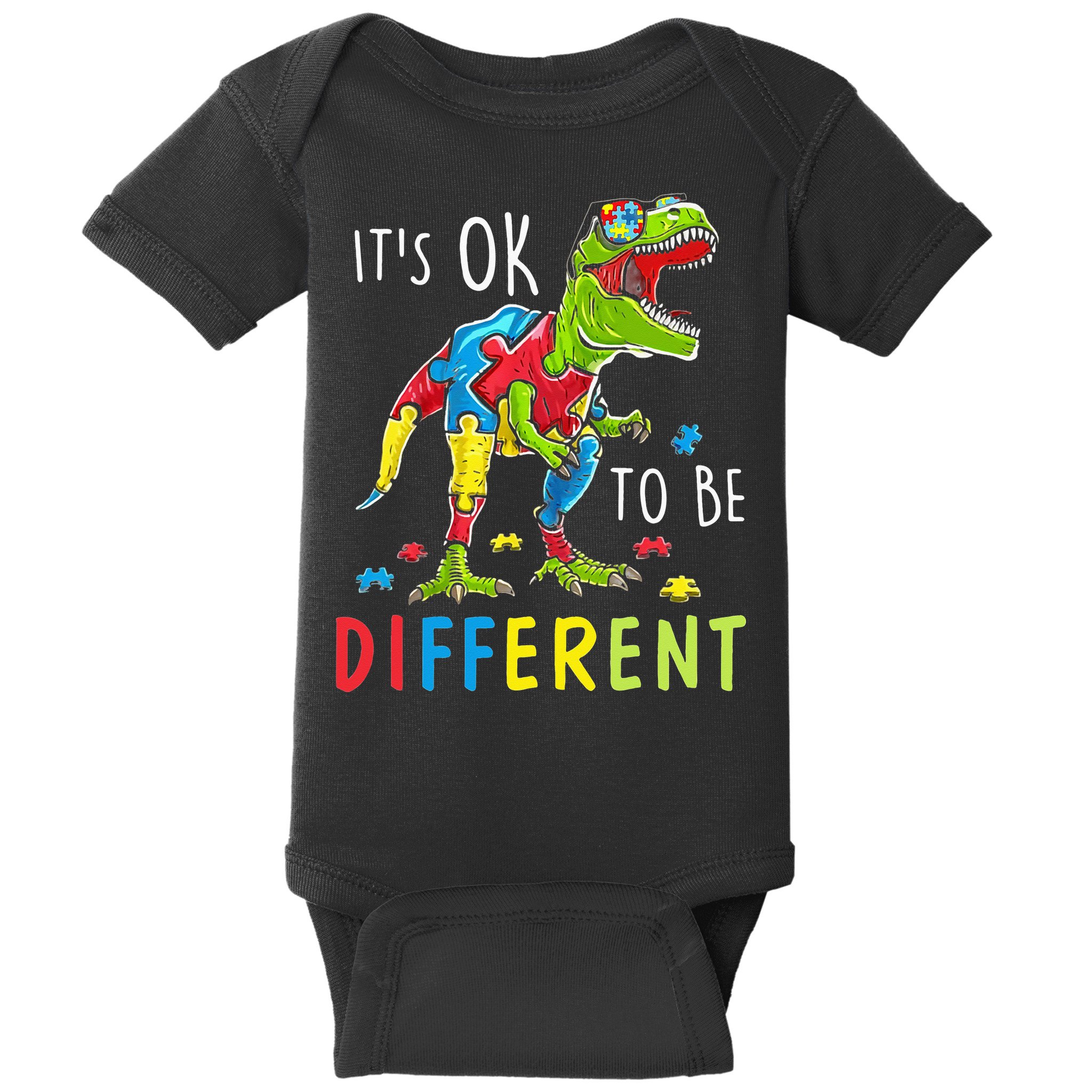 Its Ok to Be Different Autism Dinosaur Baby Bodysuit