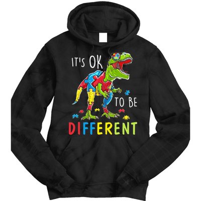 Its Ok to Be Different Autism Dinosaur Tie Dye Hoodie