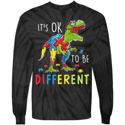 Its Ok to Be Different Autism Dinosaur Tie-Dye Long Sleeve Shirt
