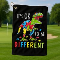 Its Ok to Be Different Autism Dinosaur Golf Towel
