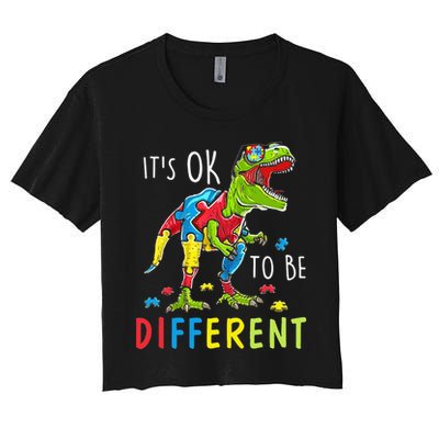 Its Ok to Be Different Autism Dinosaur Crop Top
