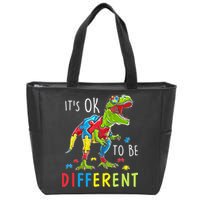 Its Ok to Be Different Autism Dinosaur Zip Tote Bag