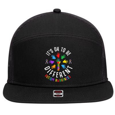 It's Okay To Be Different Autism Awareness 7 Panel Mesh Trucker Snapback Hat