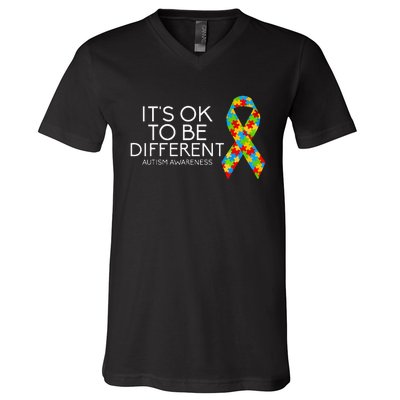 It's OK To Be Different Autism Awareness V-Neck T-Shirt