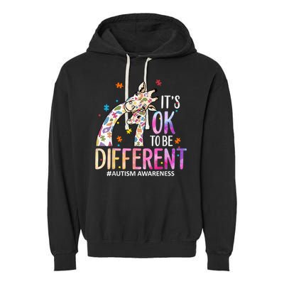 Its Ok To Be Different Autism Awareness Acceptance Be Kind Garment-Dyed Fleece Hoodie