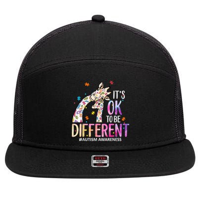 Its Ok To Be Different Autism Awareness Acceptance Be Kind 7 Panel Mesh Trucker Snapback Hat