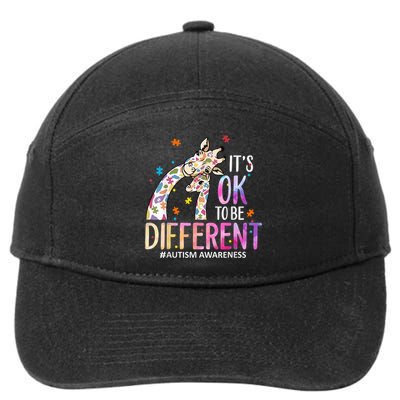 Its Ok To Be Different Autism Awareness Acceptance Be Kind 7-Panel Snapback Hat