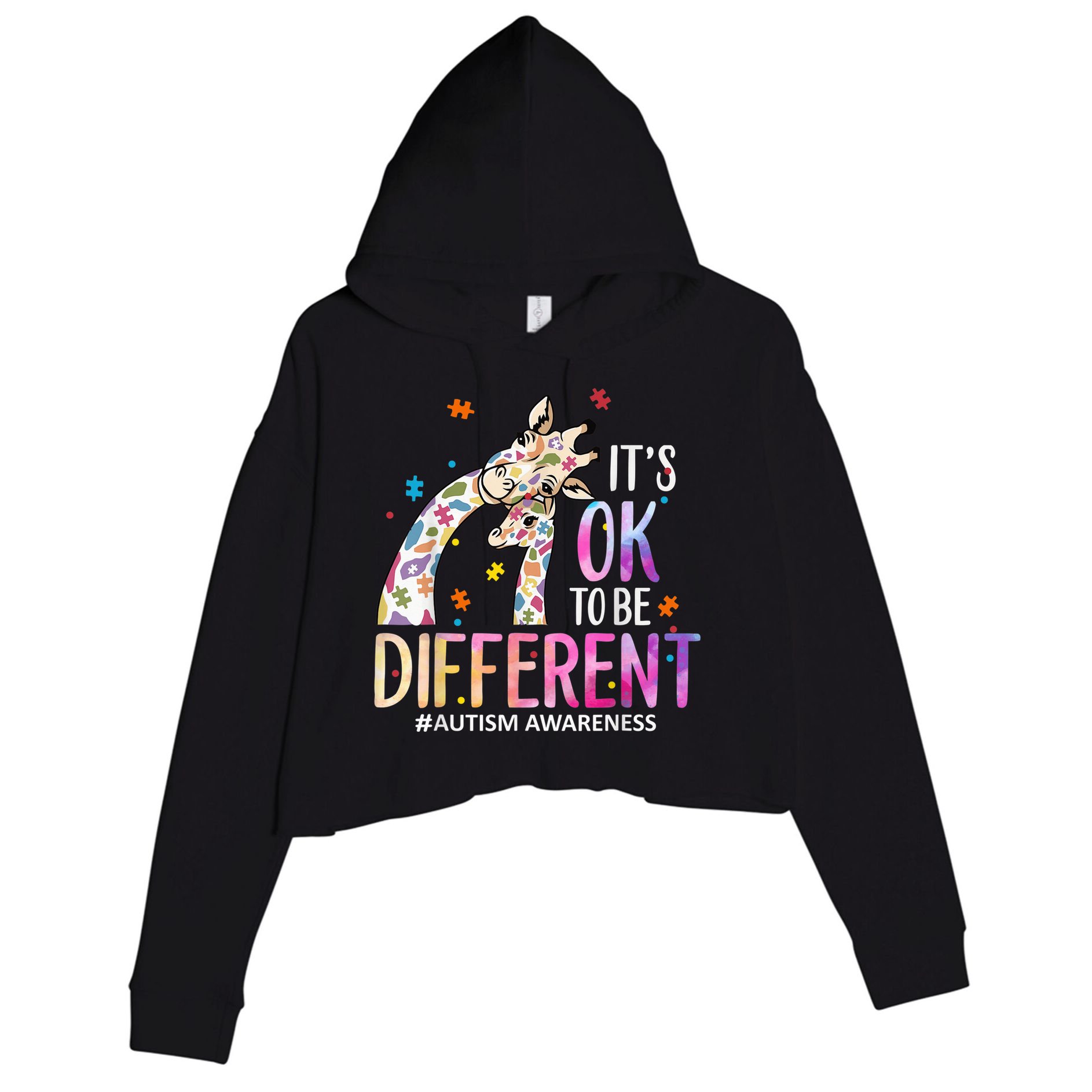 Its Ok To Be Different Autism Awareness Acceptance Be Kind Crop Fleece Hoodie
